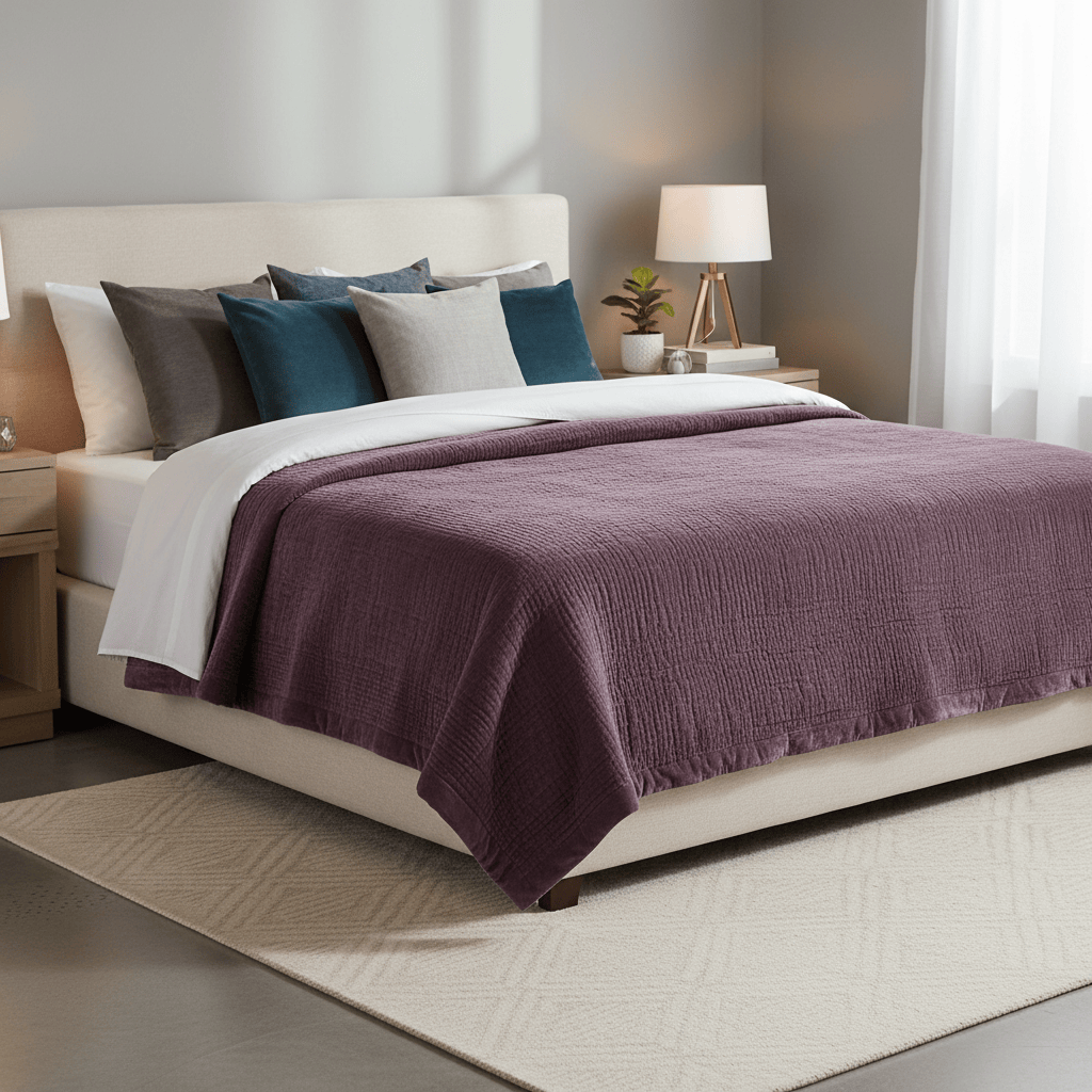 Voyage Maison (Riva Home) Voyage Maison Throw HAZE VELVET QUILTED THROW PLUM - 140X220CM by Voyage Maison