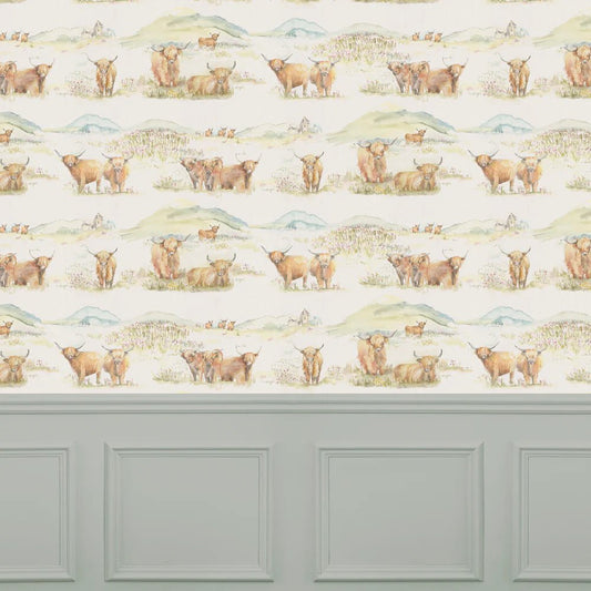Voyage Maison Voyage Maison Wallpaper Animals Highland 1.4m Wide Width Wallpaper (By The Metre) in Brown