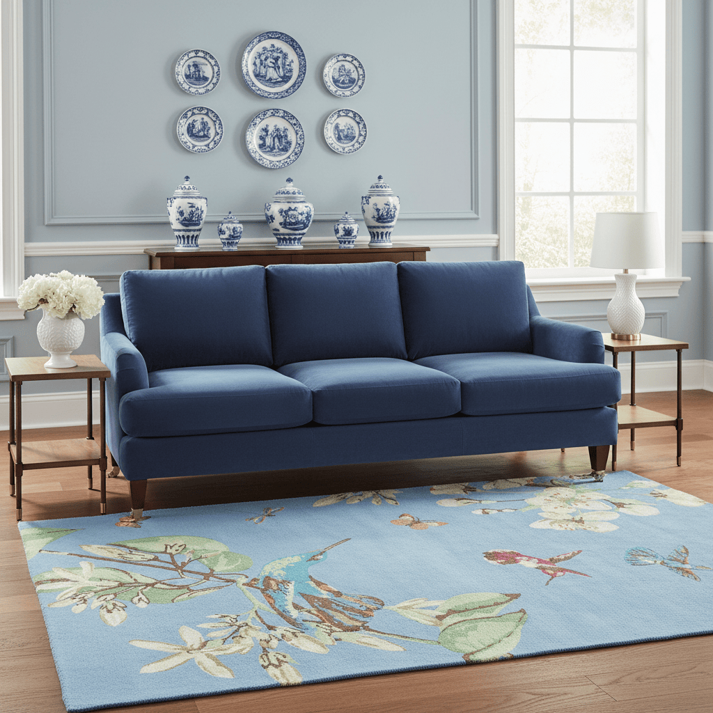 Wedgwood (Brink & Campman) Designer Rugs 120 centimetres by 180 centimetres (approx. 3 foot 11 inches by 5 foot 11 inches) / Blue WEDGWOOD HUMMINGBIRD AREA RUG by Brink & Campman