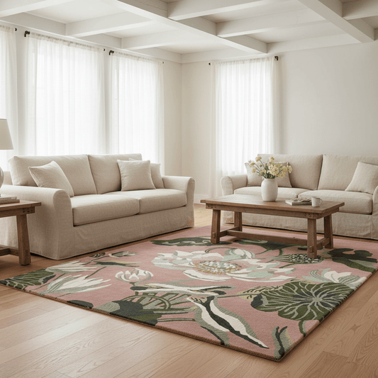 Wedgwood (Brink & Campman) Designer Rugs 120 centimetres by 180 centimetres (approx. 3 foot 11 inches by 5 foot 11 inches) / Dusty Rose WEDGWOOD WATERLILY AREA RUG by Brink & Campman