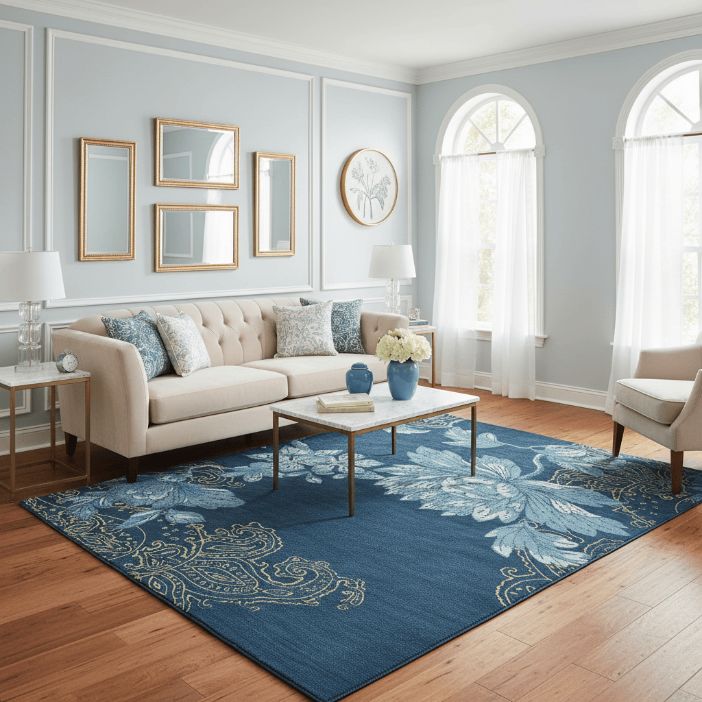 Wedgwood (Brink & Campman) Designer Rugs 120 centimetres by 180 centimetres (approx. 3 foot 11 inches by 5 foot 11 inches) / Fabled Floral Navy WEDGWOOD FABLED FLORAL AREA RUG by Brink & Campman