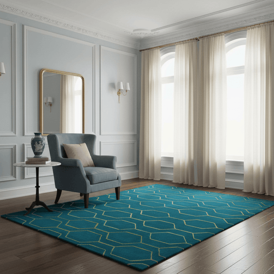 Wedgwood (Brink & Campman) Designer Rugs 120 centimetres by 180 centimetres (approx. 3 foot 11 inches by 5 foot 11 inches) / Teal WEDGWOOD ARRIS AREA RUG by Brink & Campman