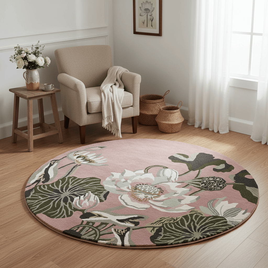 Wedgwood (Brink & Campman) Designer Rugs 150 centimetre Round (approx. 4 foot 11 inches) / Dusty Rose WEDGWOOD WATERLILY AREA RUG by Brink & Campman
