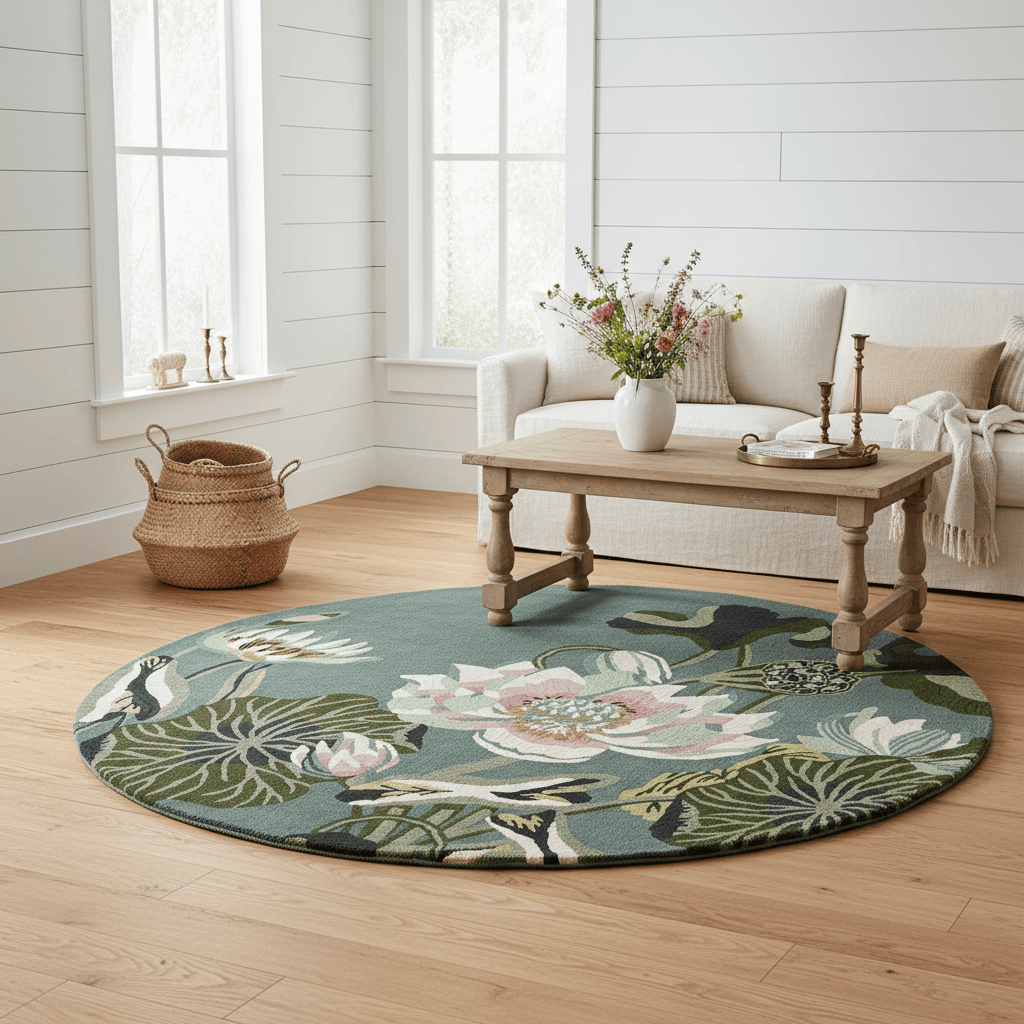 Wedgwood (Brink & Campman) Designer Rugs 150 centimetre Round (approx. 4 foot 11 inches) / Midnight Pond WEDGWOOD WATERLILY AREA RUG by Brink & Campman
