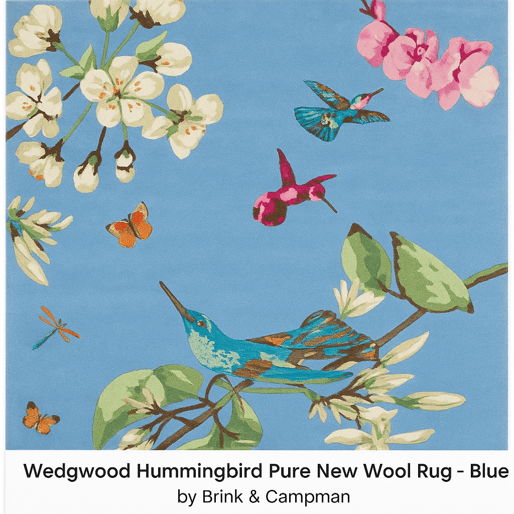 Wedgwood (Brink & Campman) Designer Rugs Wedgwood Hummingbird Pure New Wool Rug Blue by Brink & Campman