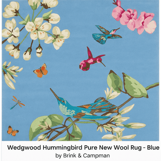 Wedgwood (Brink & Campman) Designer Rugs Wedgwood Hummingbird Pure New Wool Rug Blue by Brink & Campman