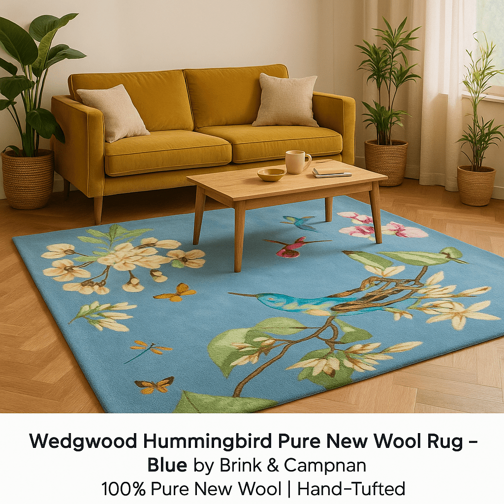 Wedgwood (Brink & Campman) Designer Rugs Wedgwood Hummingbird Pure New Wool Rug Blue by Brink & Campman
