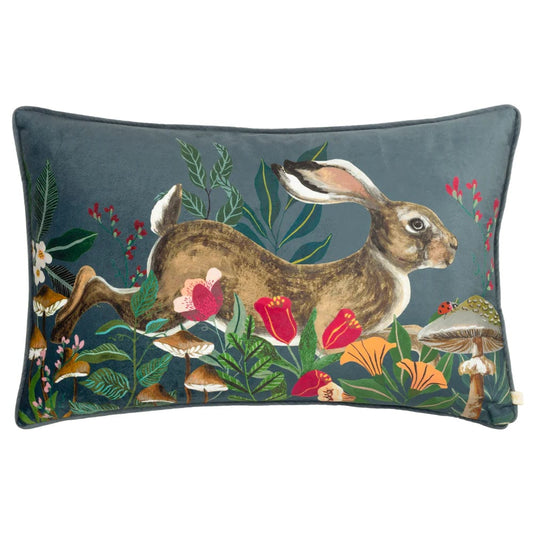 Wylder Cushions Premium Wild Garden Leaping Hare Cushion Multicolour
