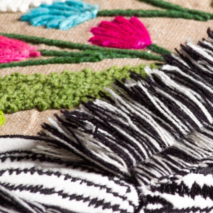 Wylder Cushions Premium Zebra Embroidered feather filled Cushion Multicolour