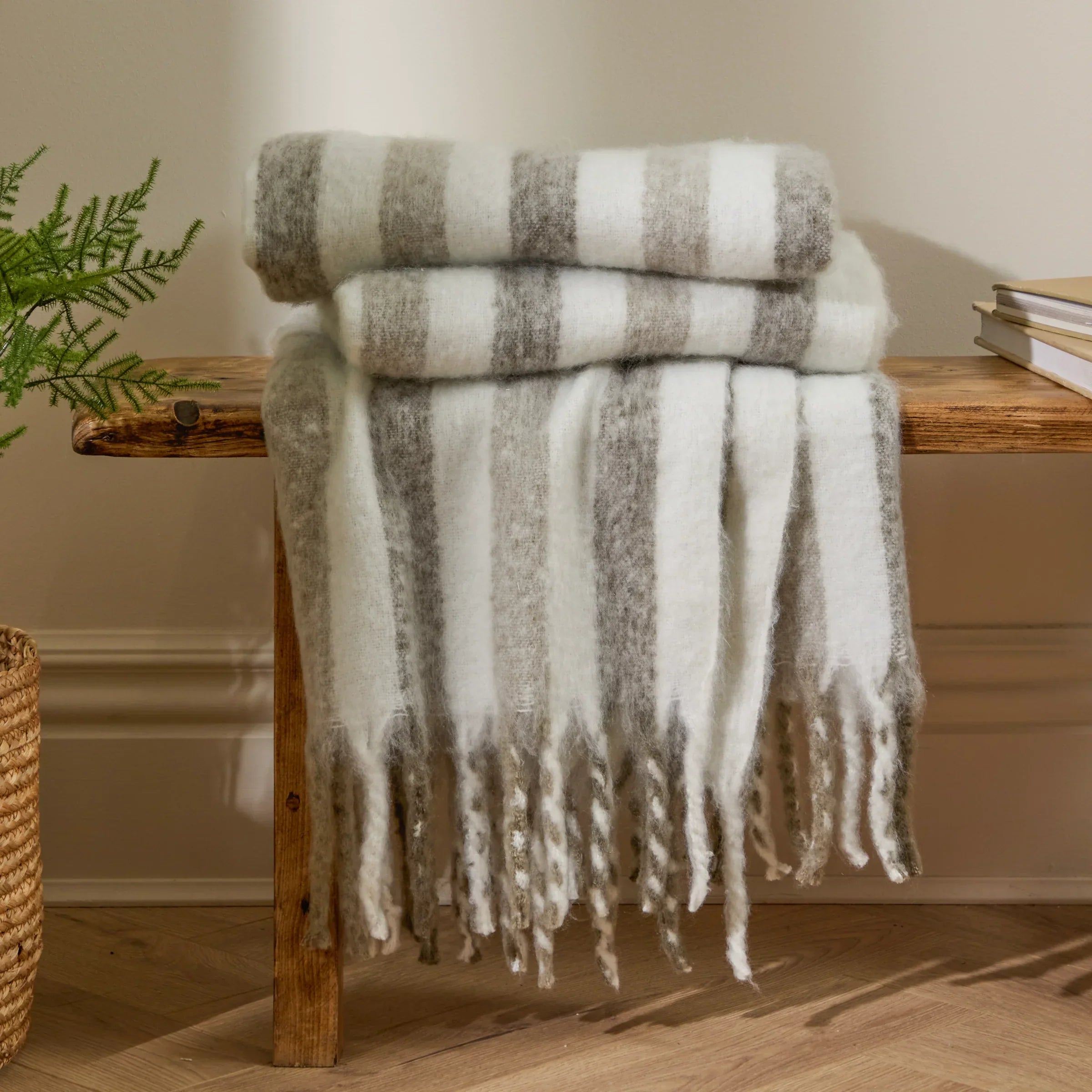 Wylder (Riva Home) Bedspread/Throw Heath BEECHWOOD WOVEN STRIPE THROW by Wylder