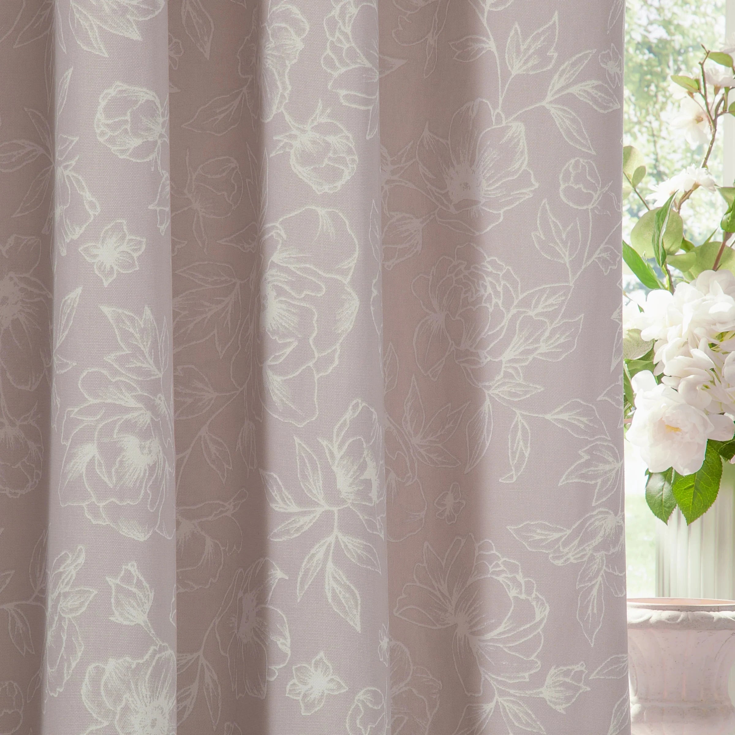 Wylder (Riva Home) Curtains Bella Floral 100% Cotton Lined Eyelet or Pencil Pleat Curtains Natural by Wylder