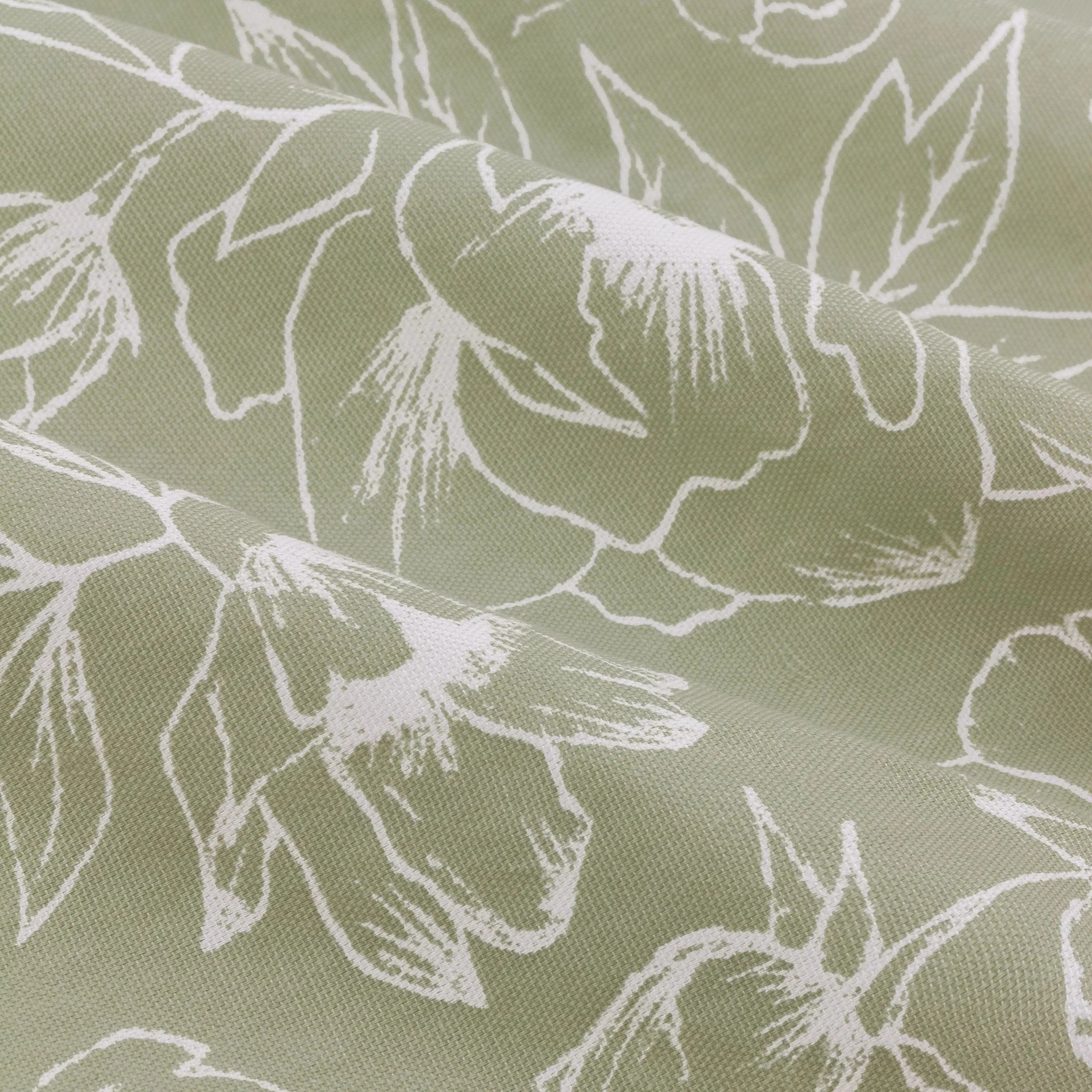 Wylder (Riva Home) Curtains Bella Floral 100% Cotton Lined Eyelet or Pencil Pleat Curtains Sage by Wylder