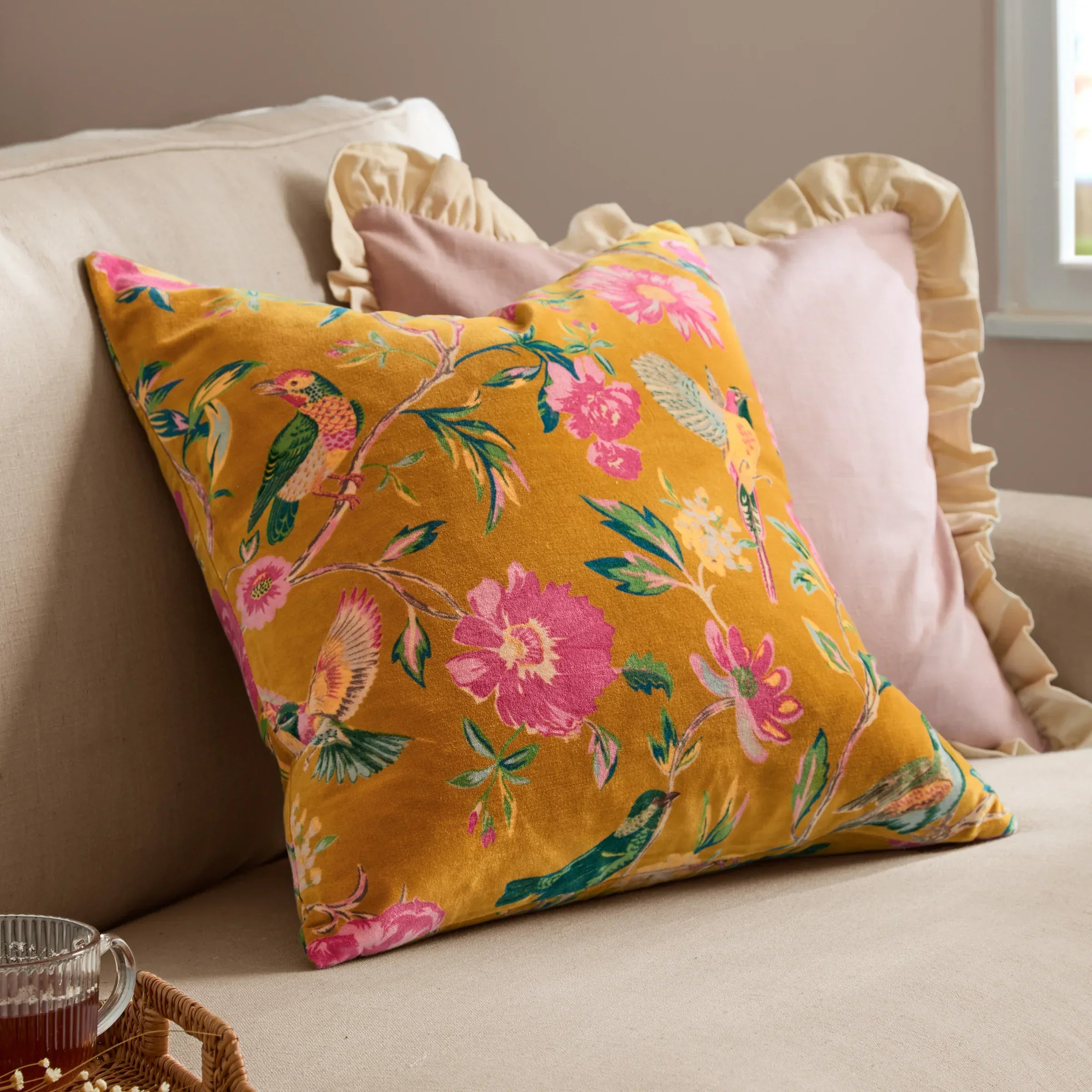 Wylder (Riva Home) Cushions AVIARY 100% COTTON VELVET CUSHION by Wylder