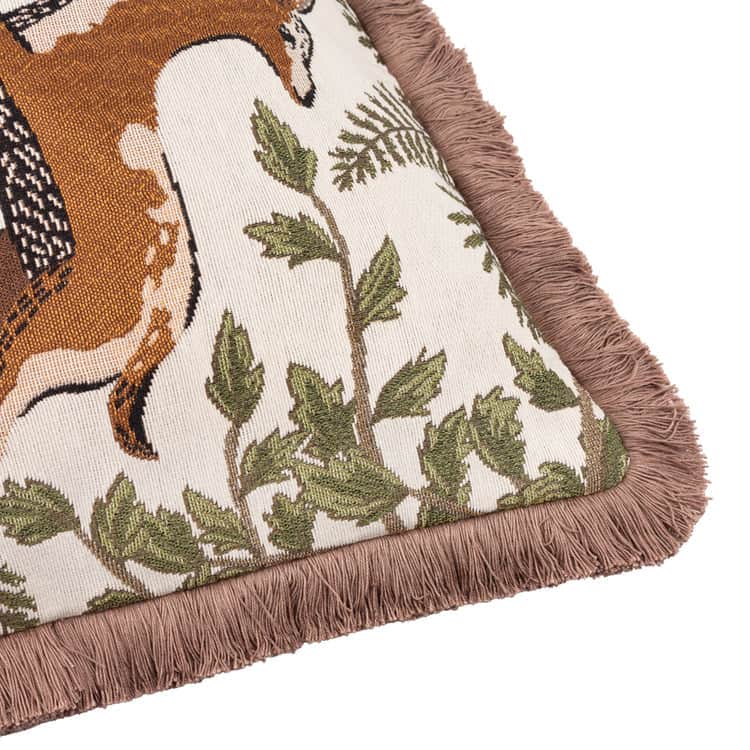 Wylder (Riva Home) Cushions FABLE FOX AND DEER EMBROIDERED CUSHION WILLOW GREEN by Wylder