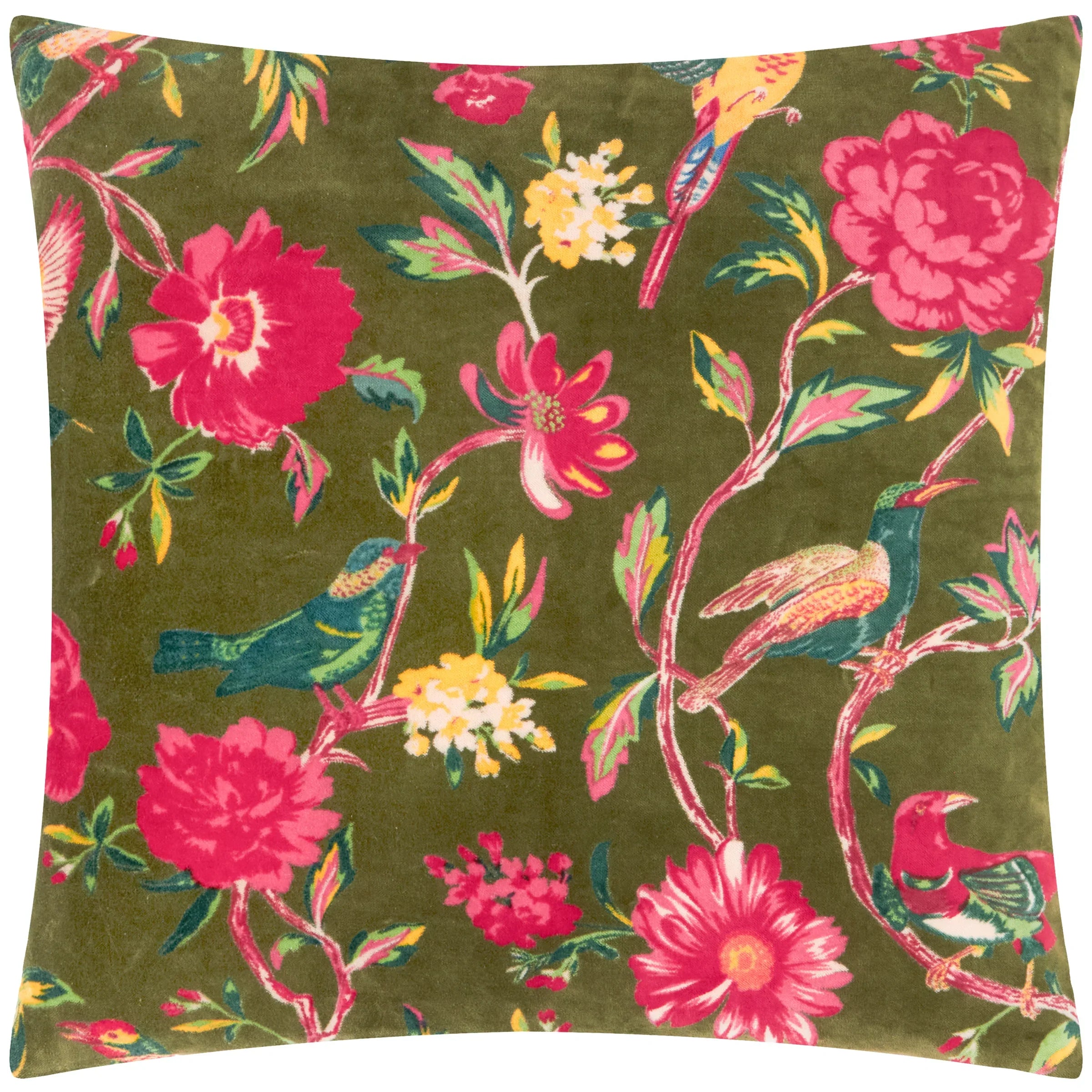 Wylder (Riva Home) Cushions Green AVIARY 100% COTTON VELVET CUSHION by Wylder