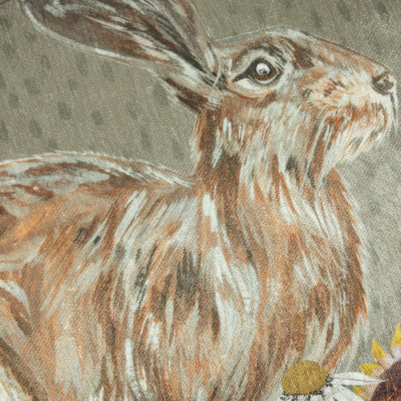 Wylder (Riva Home) Cushions MEADOW BLOOM HAZEL HARE PRINTED CHENILLE CUSHION SAGE by Wylder Nature