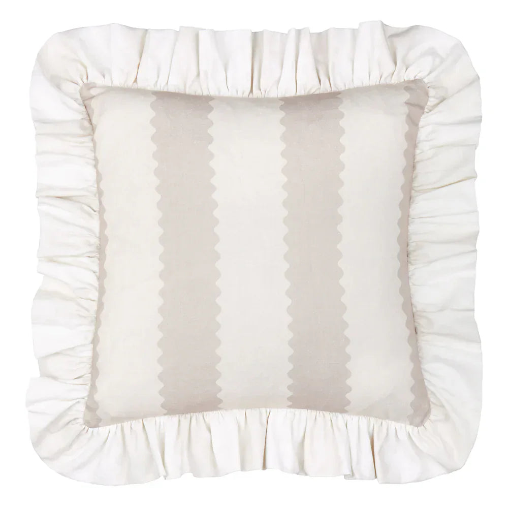 Wylder (Riva Home) Cushions Oat/Milk BIRDIE STRIPE RUFFLE CUSHION by Wylder