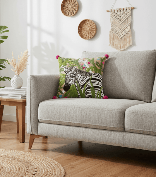 Wylder (Riva Home) Cushions Premium Zebra Embroidered feather filled Cushion Multicolour by Wylder
