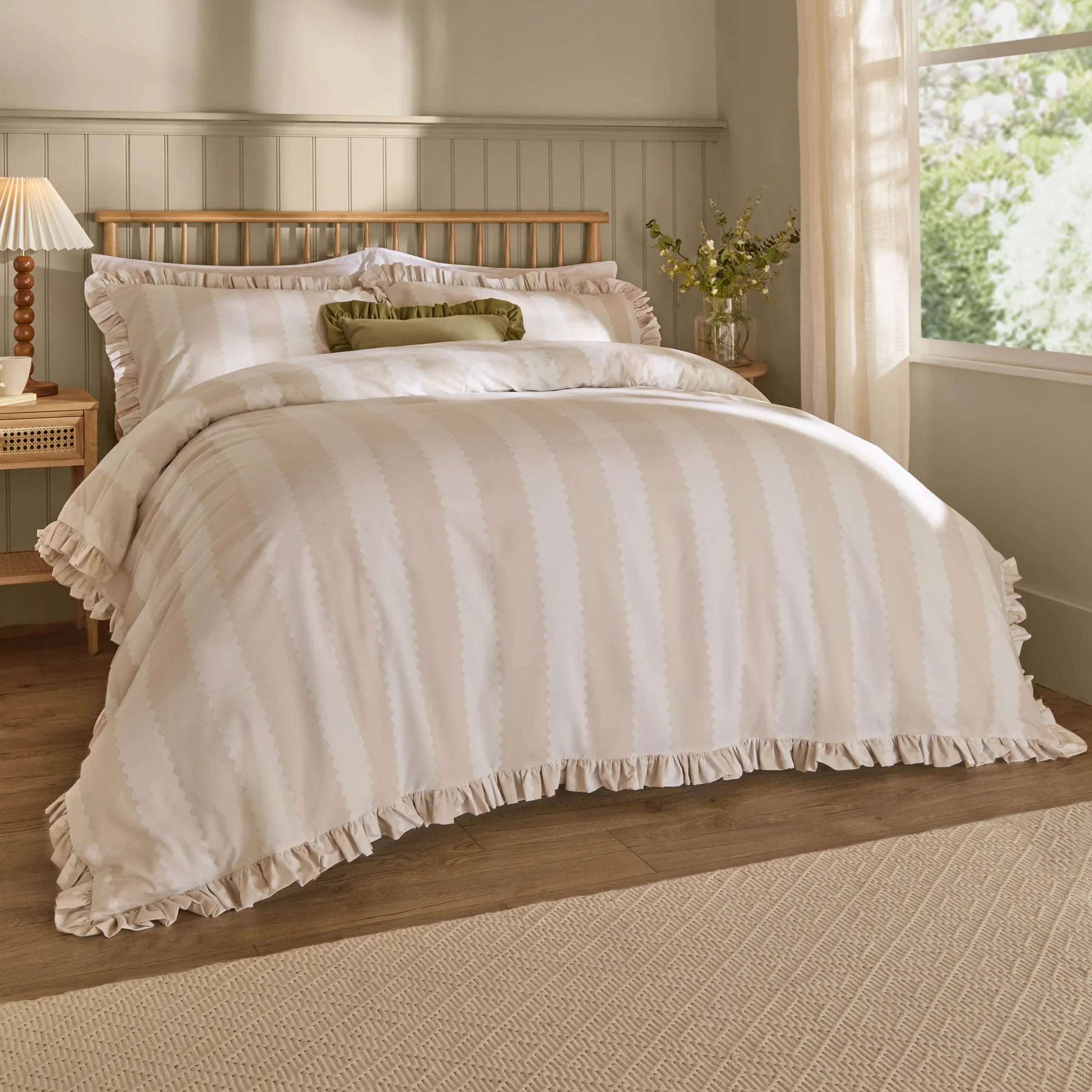 Wylder (Riva Home) Duvet Cover set BIRDIE STRIPE RUFFLE DUVET COVER SET by Wylder