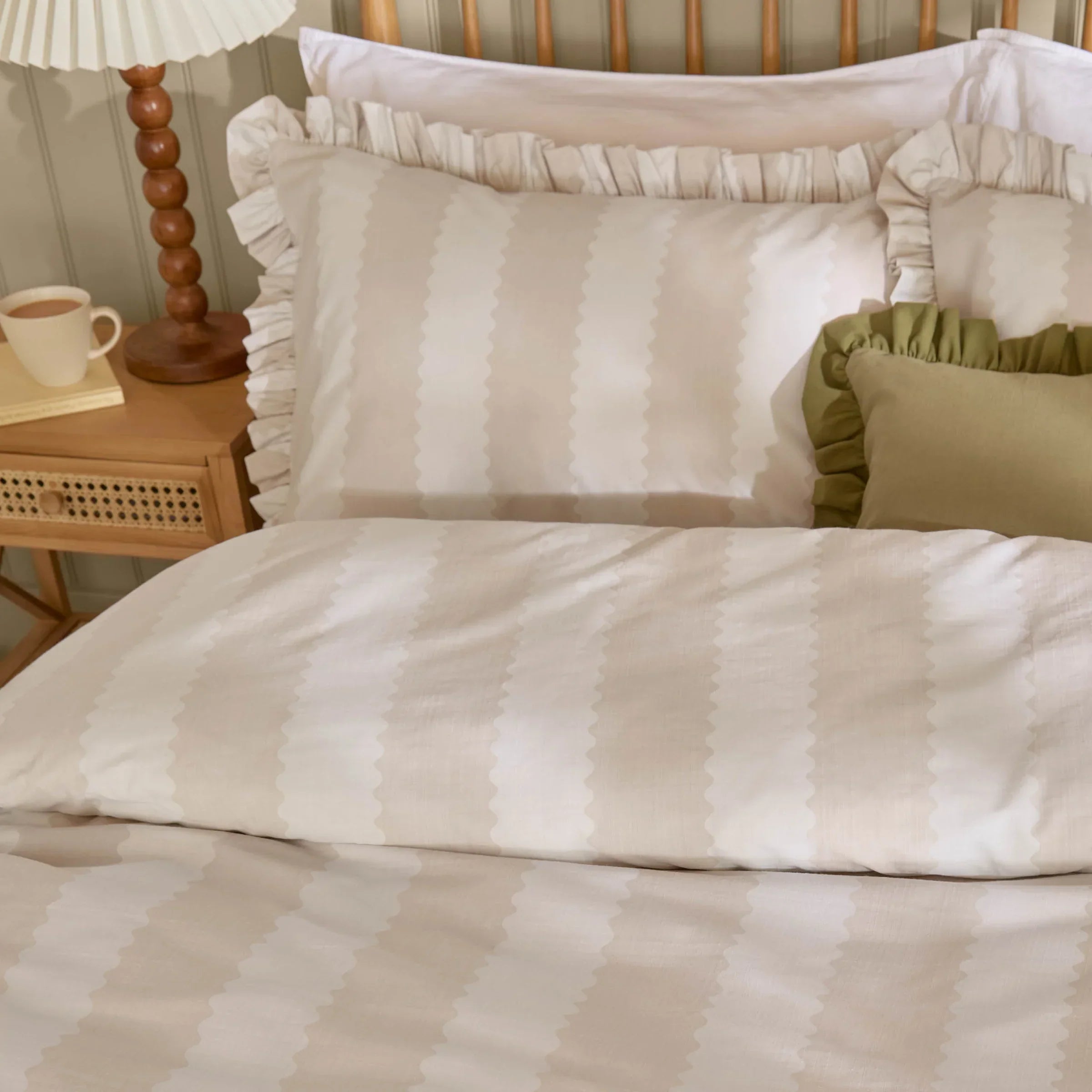 Wylder (Riva Home) Duvet Cover set BIRDIE STRIPE RUFFLE DUVET COVER SET by Wylder
