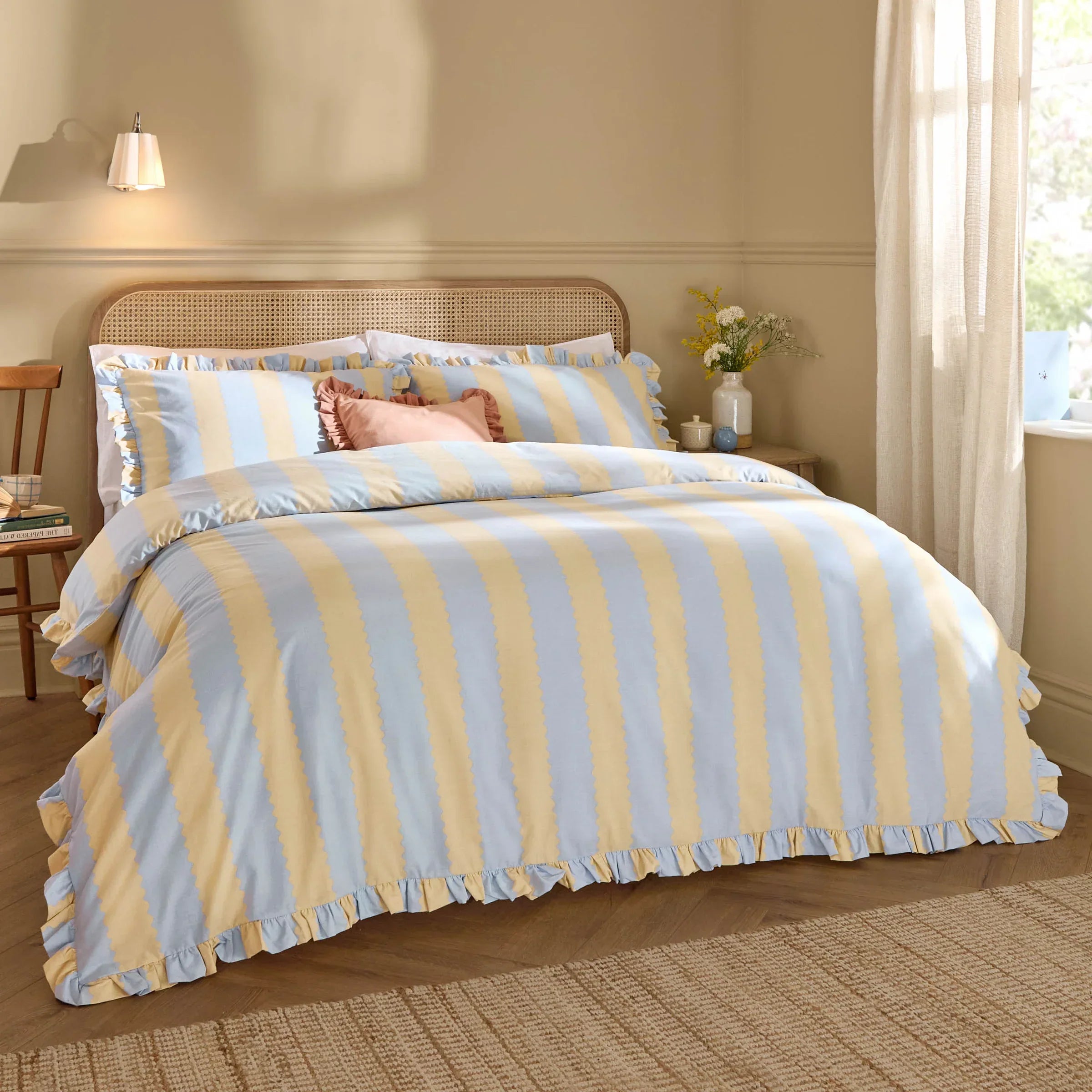 Wylder (Riva Home) Duvet Cover set BIRDIE STRIPE RUFFLE DUVET COVER SET by Wylder