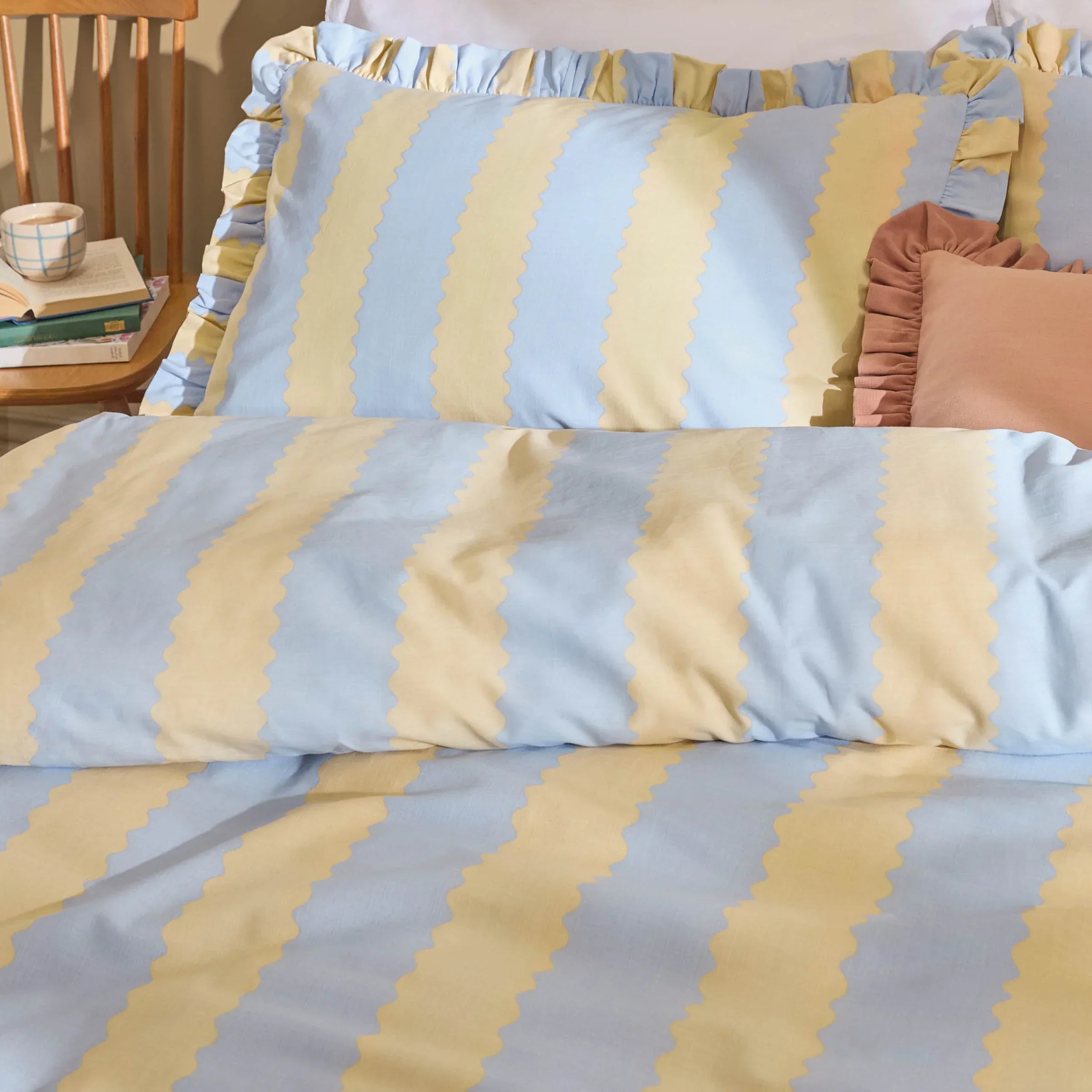 Wylder (Riva Home) Duvet Cover set BIRDIE STRIPE RUFFLE DUVET COVER SET by Wylder