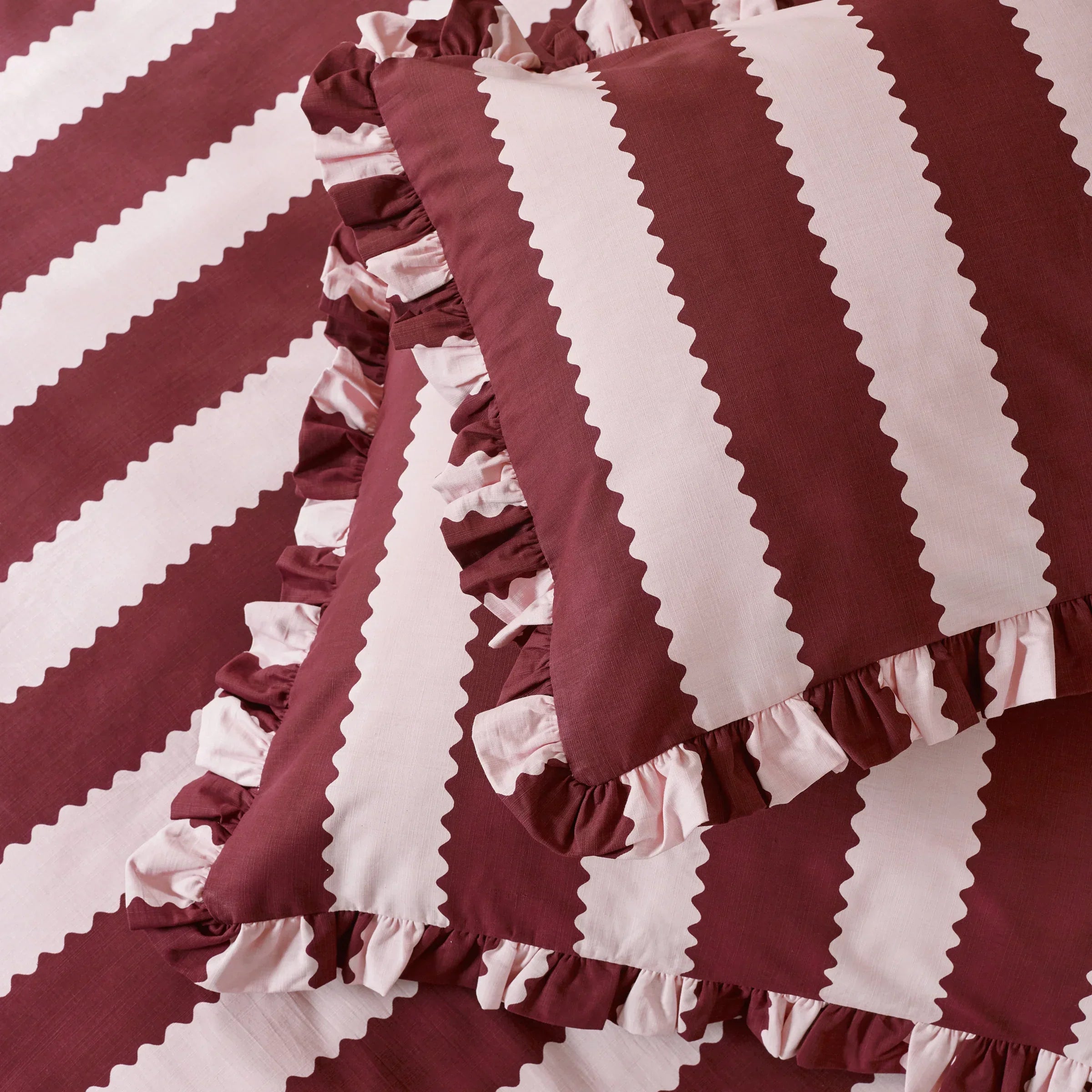 Wylder (Riva Home) Duvet Cover set BIRDIE STRIPE RUFFLE DUVET COVER SET by Wylder