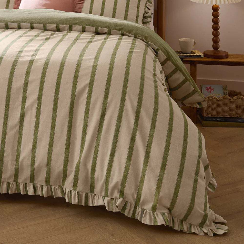 Wylder (Riva Home) Duvet Cover set CONNIE STRIPED RUFFLE DUVET COVER SET by Wylder