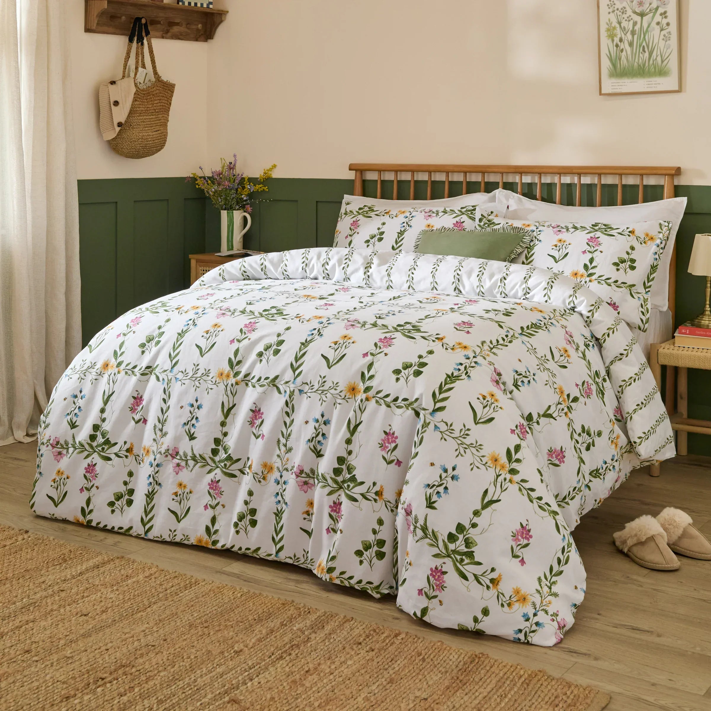 Wylder (Riva Home) Duvet Cover set OLIVIA REVERSIBLE 100% COTTON DUVET COVER SET GREEN by Wylder