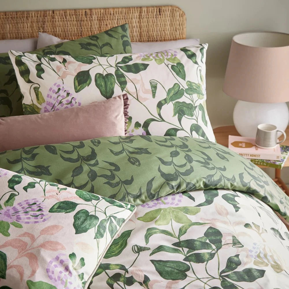 Wylder (Riva Home) Duvet Cover set Passiflora Botanical Duvet Cover Set Peach/Vine Green by Wylder Nature