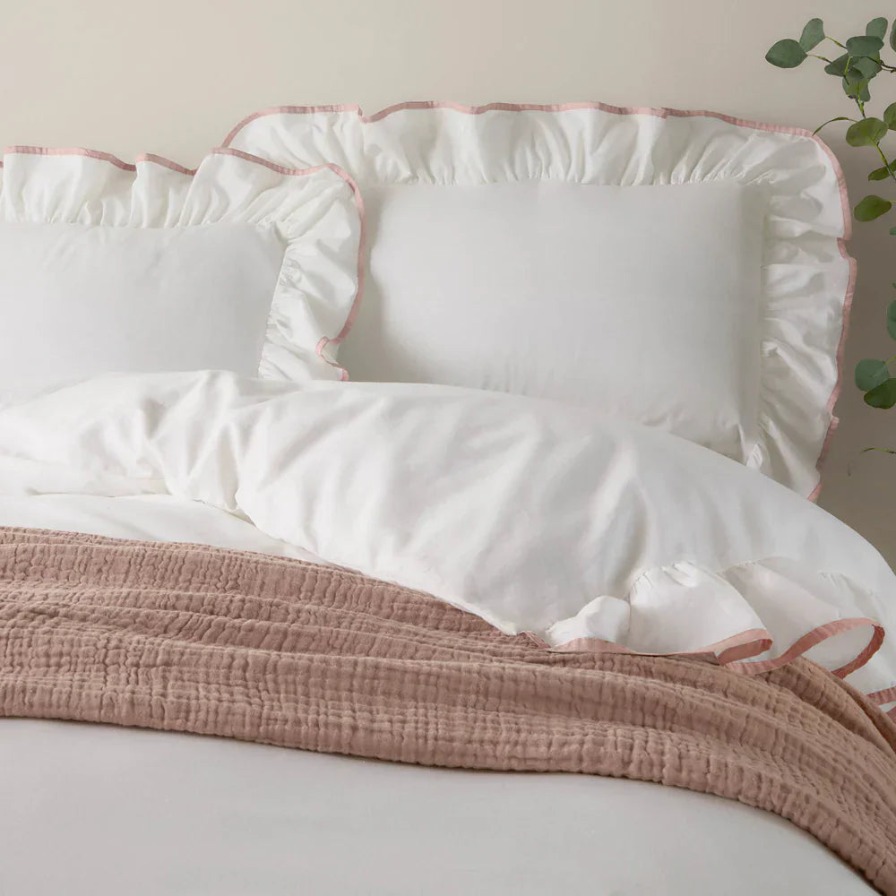 Wylder (Riva Home) Duvet Cover set Single / Pink BLOUSEY COTTON RUFFLE DUVET COVER SET by Wylder Nature