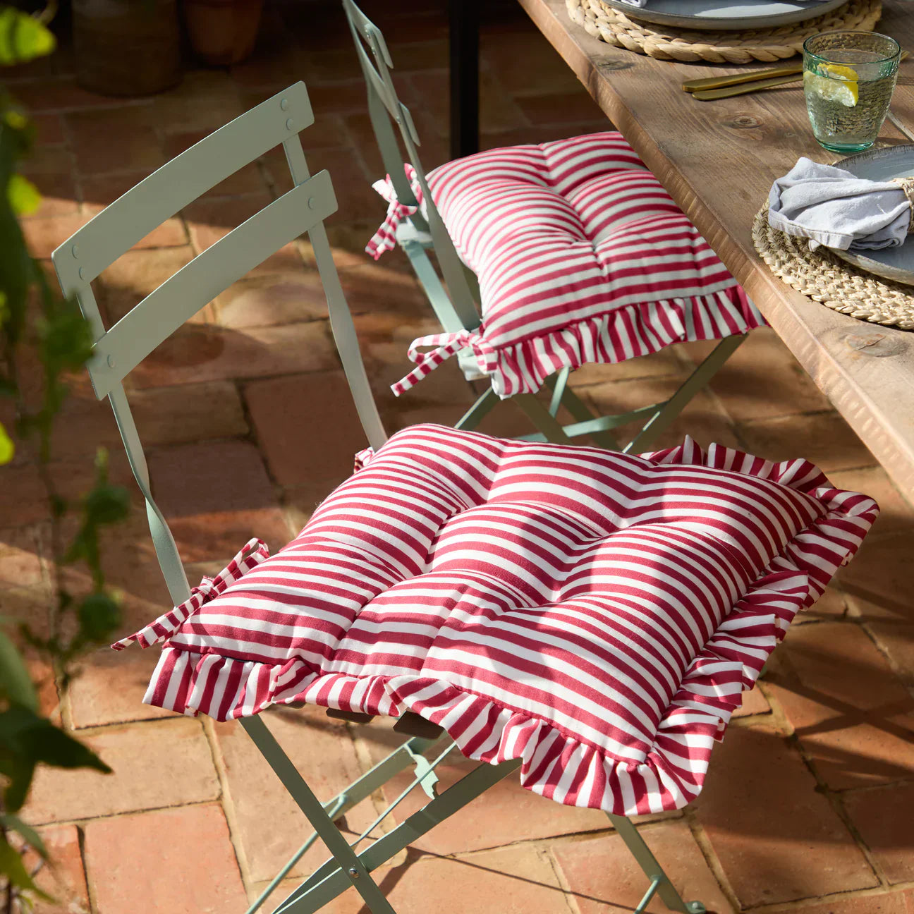 Wylder (Riva Home) Outdoor Cushion MILLIE RUFFLE 2 PACK INDOOR/OUTDOOR SEAT PADS by Wylder