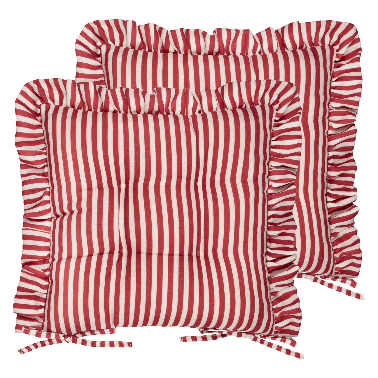 Wylder (Riva Home) Outdoor Cushion Red MILLIE RUFFLE 2 PACK INDOOR/OUTDOOR SEAT PADS by Wylder