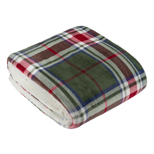 Wylder (Riva Home) Throw Braemar Check Sherpa Fleece Throw Berry/Pine by Wylder