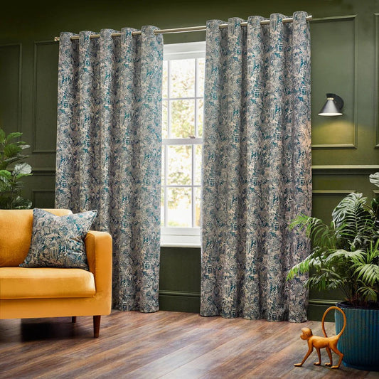 Wylder Wedgewood Bengal Eyelet Curtains by Wylder (4 colours to choose from)  (90x90inch / 229x229cm)