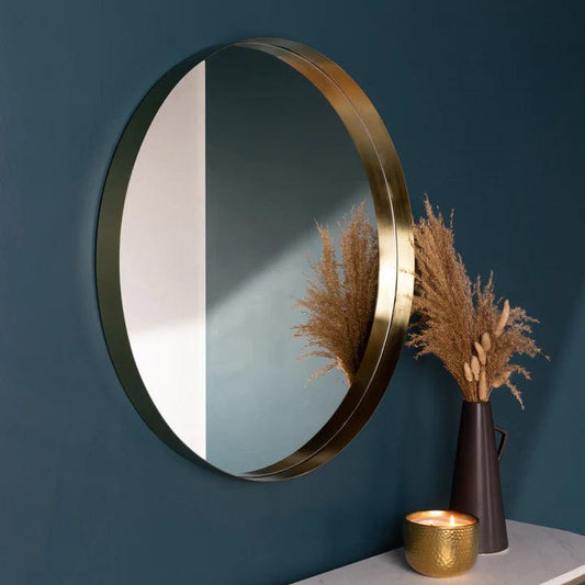 Yard Mirror Thin Round Deep Edge Circular Wall Mirror Brass - handmade by Yard