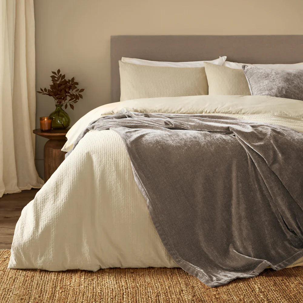 Yard (Riva Home) Bedspread/Throw 130cm x 180cm / Greige HEAVY CHENILLE VELVET THROW (9 colour option available) by Yard