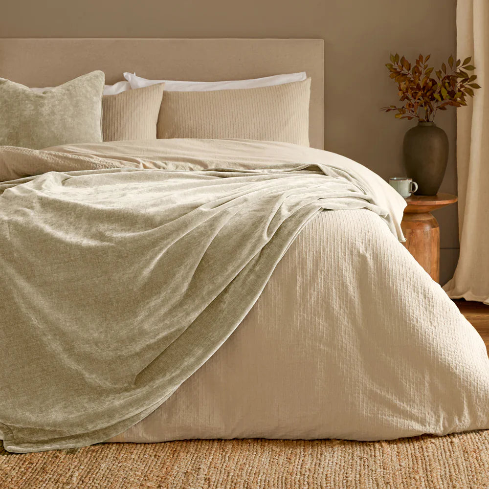 Yard (Riva Home) Bedspread/Throw 130cm x 180cm / Linen HEAVY CHENILLE VELVET THROW (9 colour option available) by Yard