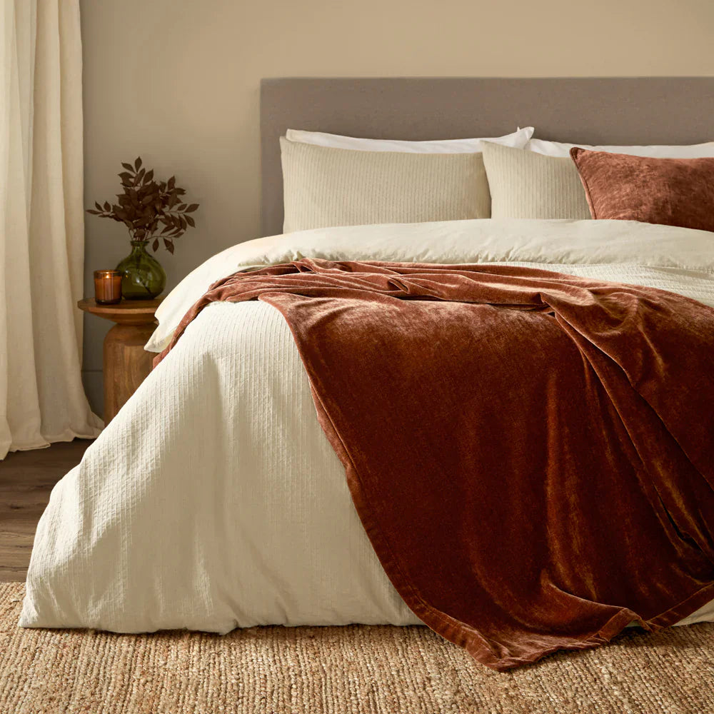 Yard (Riva Home) Bedspread/Throw 130cm x 180cm / Nutmeg HEAVY CHENILLE VELVET THROW (9 colour option available) by Yard