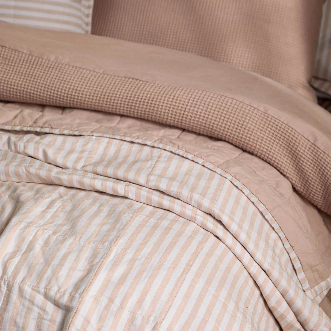Yard (Riva Home) Bedspread/Throw HEBDEN QUILTED STRIPE COTTON BEDSPREAD by Yard