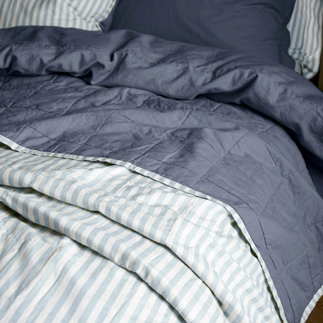 Yard (Riva Home) Bedspread/Throw HEBDEN QUILTED STRIPE COTTON BEDSPREAD by Yard