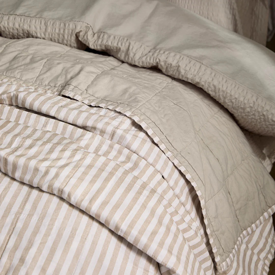Yard (Riva Home) Bedspread/Throw HEBDEN QUILTED STRIPE COTTON BEDSPREAD by Yard