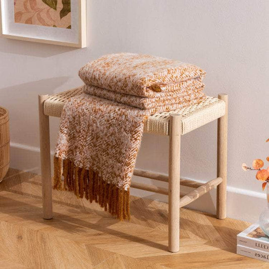 Yard (Riva Home) Bedspread WEAVER HERRINGBONE THROW | GOLD | by Furn