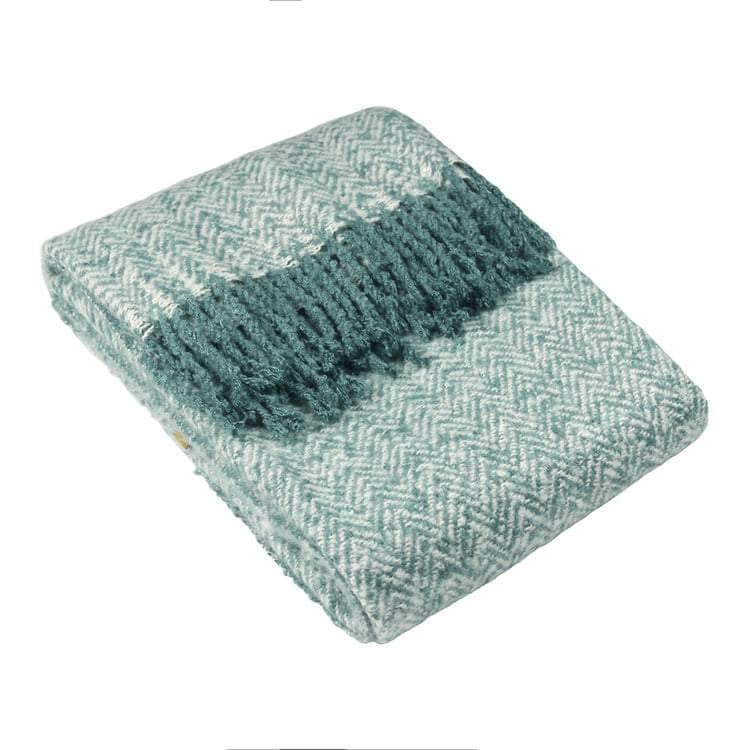 Yard (Riva Home) Bedspread WEAVER HERRINGBONE THROW | TEAL | by Furn.