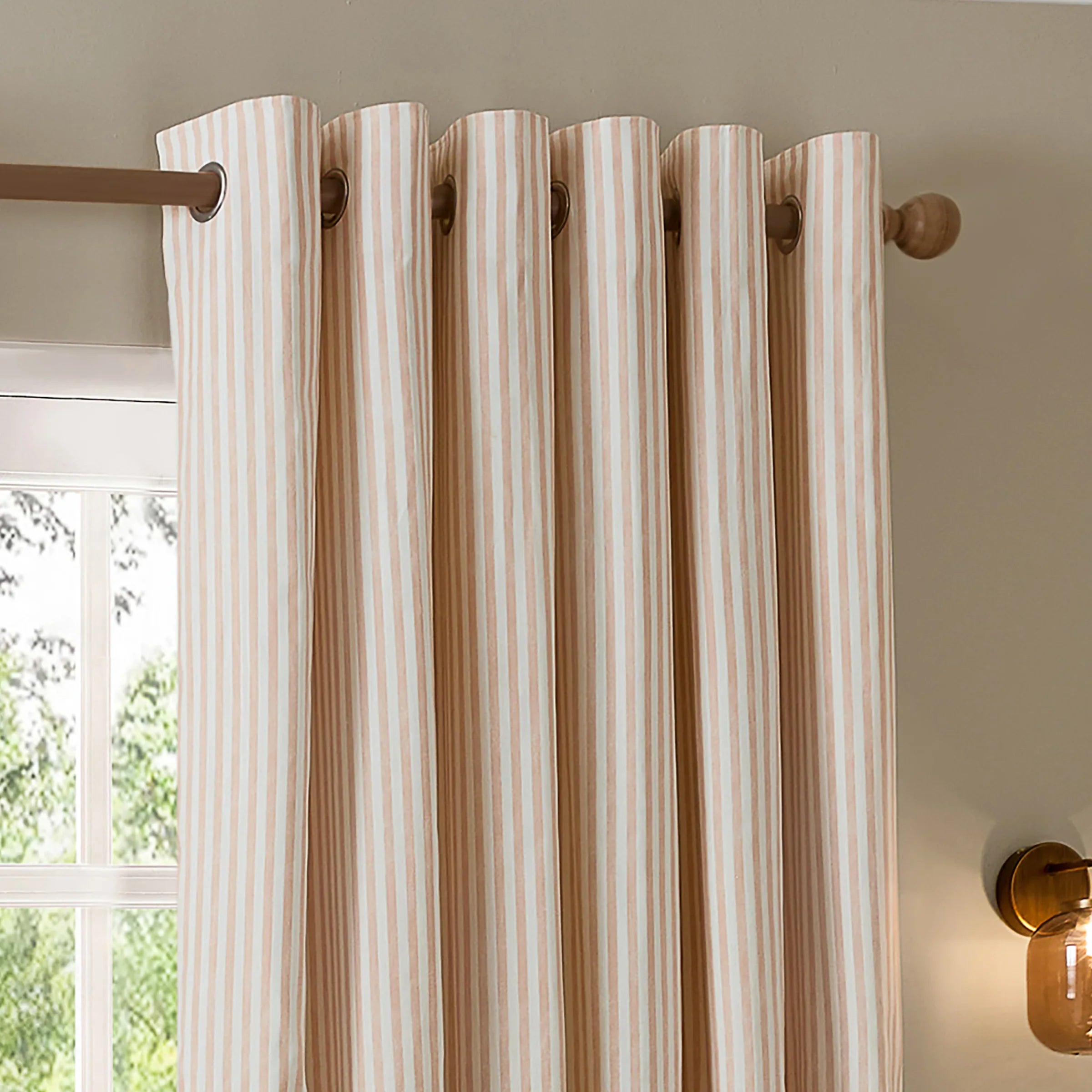 Yard (Riva Home) Curtains 66in x 72in (168cm x 183cm) / Eyelet / Fully Lined HEBDEN STRIPED 100% COTTON LINED CURTAINS BLUSH by Yard