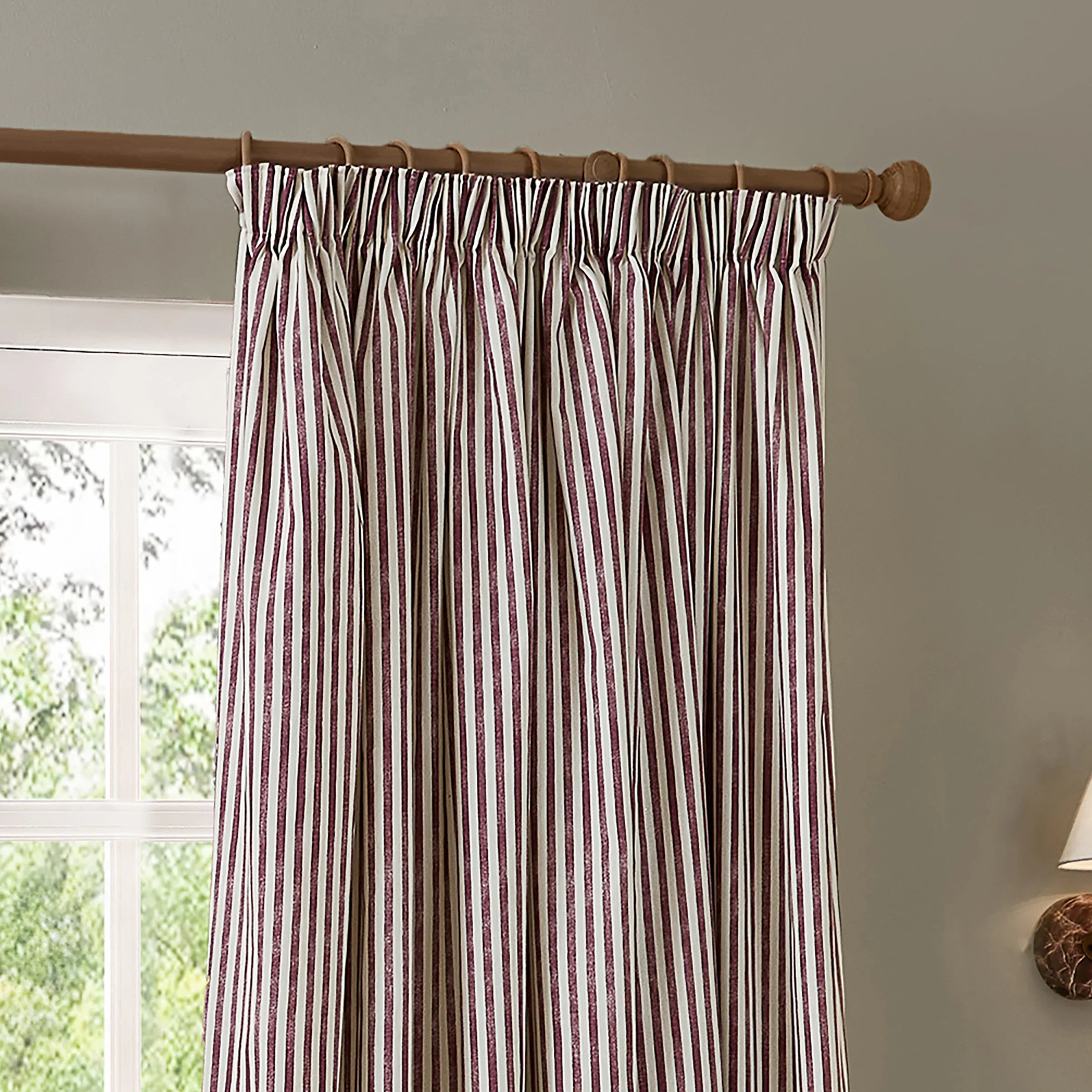 Yard (Riva Home) Curtains 66in x 72in (168cm x 183cm) / Pencil Pleat / Fully Lined HEBDEN STRIPED 100% COTTON LINED CURTAINS BEETROOT by Yard