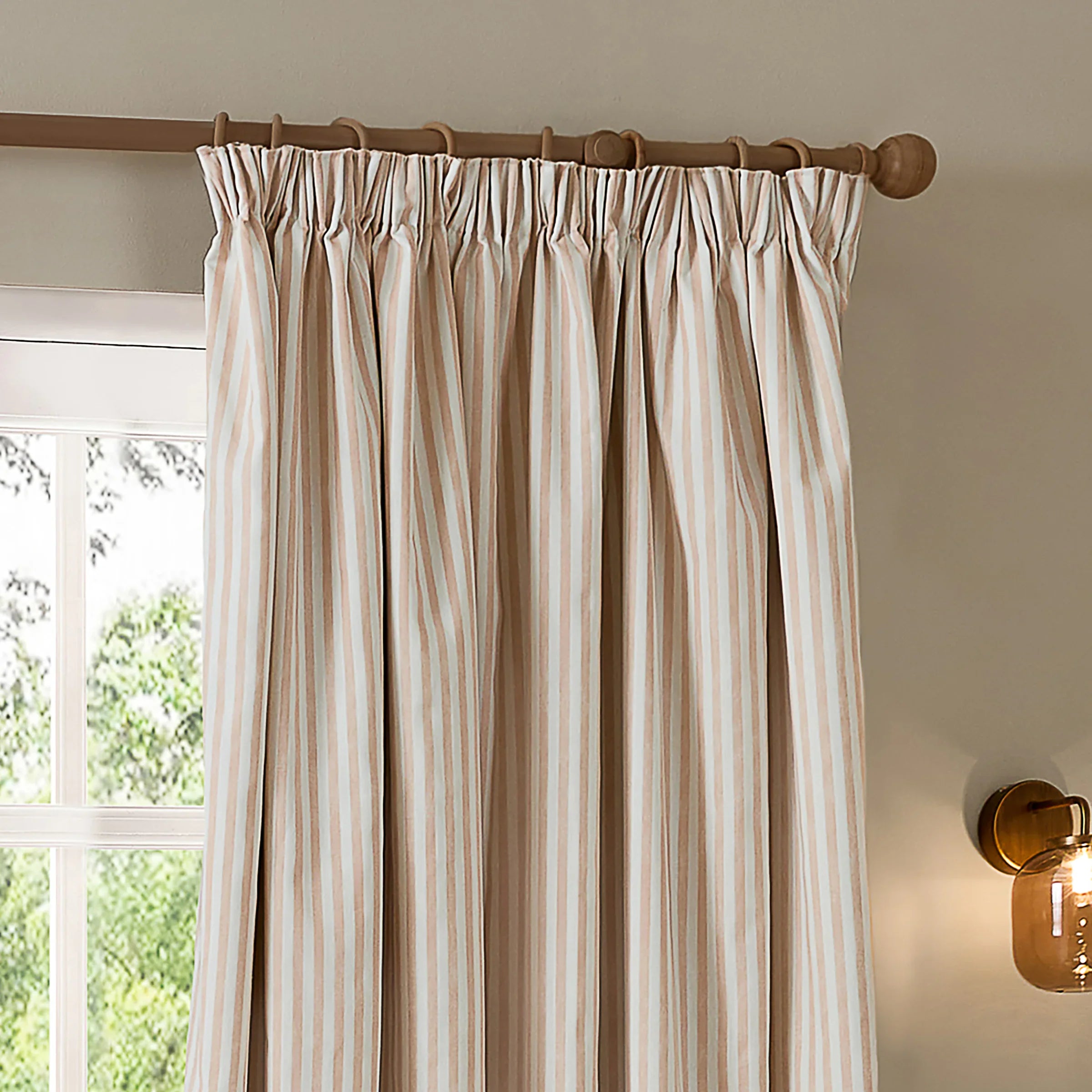 Yard (Riva Home) Curtains 66in x 72in (168cm x 183cm) / Pencil Pleat / Fully Lined HEBDEN STRIPED 100% COTTON LINED CURTAINS BLUSH by Yard