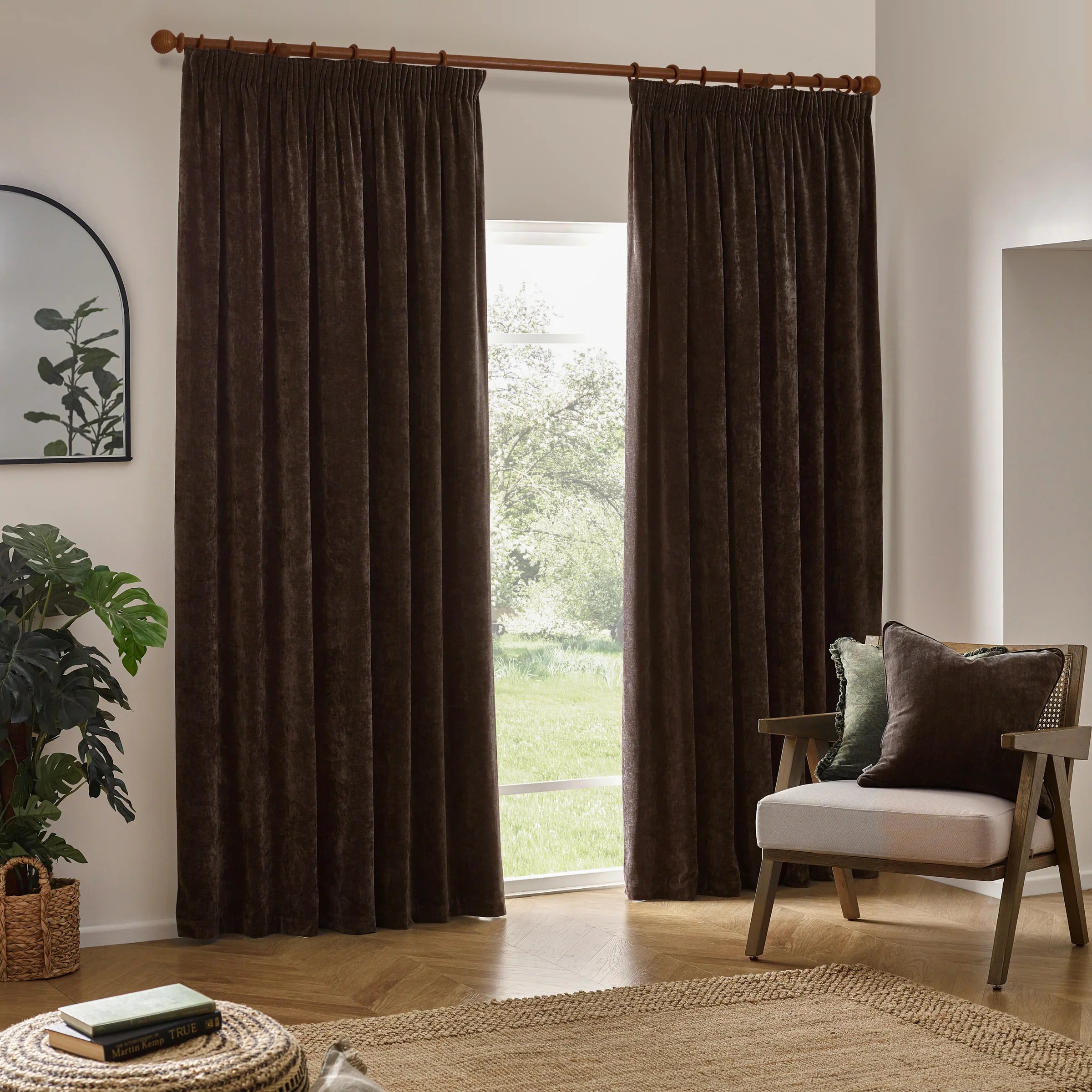 Yard (Riva Home) Curtains Brown / Fully Lined / W 168cm x H 183cm (66" x 72") HEAVY CHENILLE PENCIL PLEAT CURTAINS (12 colours available) by Yard
