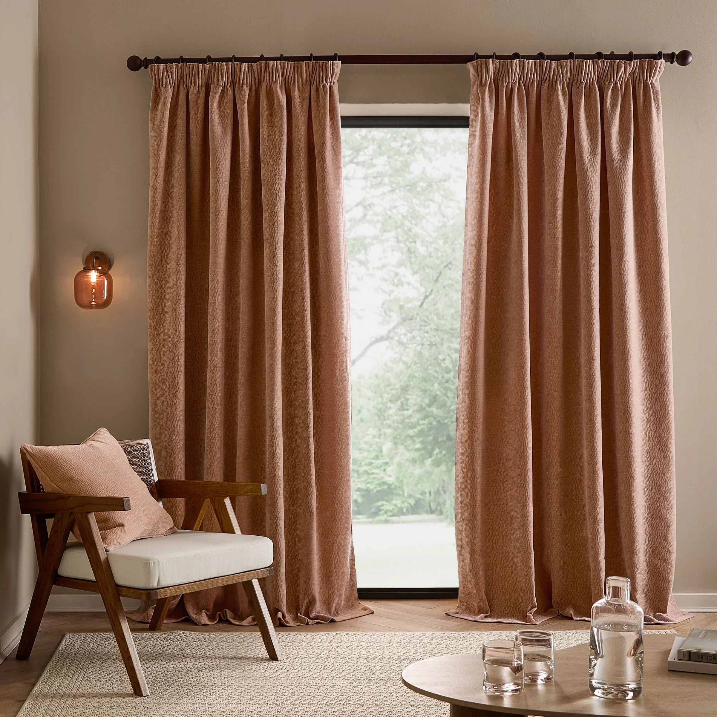 Yard (Riva Home) Curtains Cotta / W 168cm x H 183cm (66" x 72") / Pencil pleat HEATH WASHED VELVET FULLY LINED CURTAINS by Yard