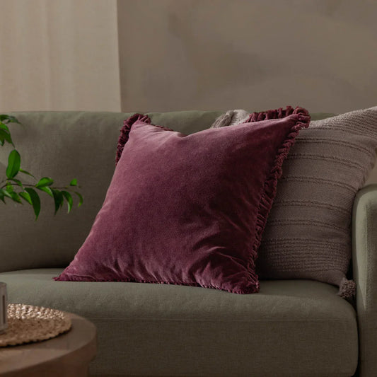 Yard (Riva Home) Cushions Burnt Red BERTIE WASHED COTTON VELVET CUSHION by Yard